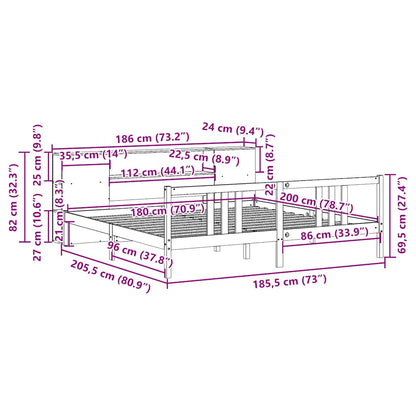 Massivholzbett mit Regal ohne Matratze 180x200 cm Kiefernholz