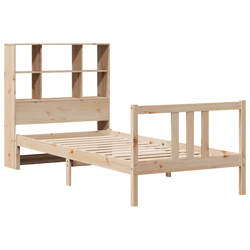 Massivholzbett mit Regal ohne Matratze 90x190 cm Kiefernholz
