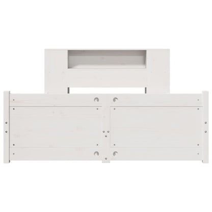 Massivholzbett mit Regal ohne Matratze Weiß 140x190 cm Kiefer