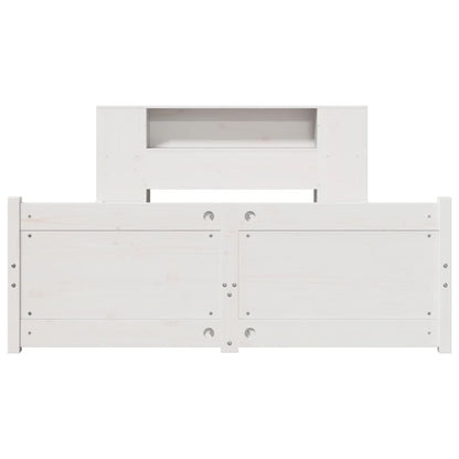 Massivholzbett mit Regal ohne Matratze Weiß 120x200 cm Kiefer