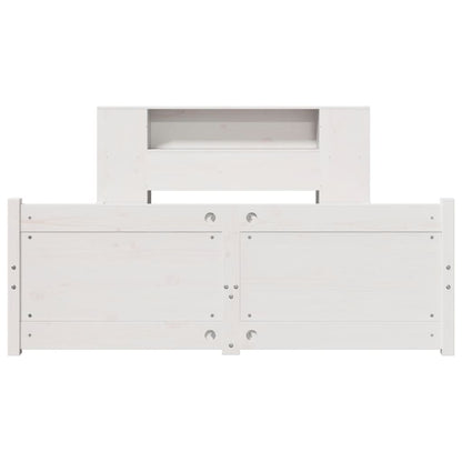 Massivholzbett mit Regal ohne Matratze Weiß 140x200 cm Kiefer