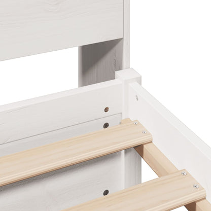 Massivholzbett mit Regal ohne Matratze Weiß 90x190 cm Kiefer