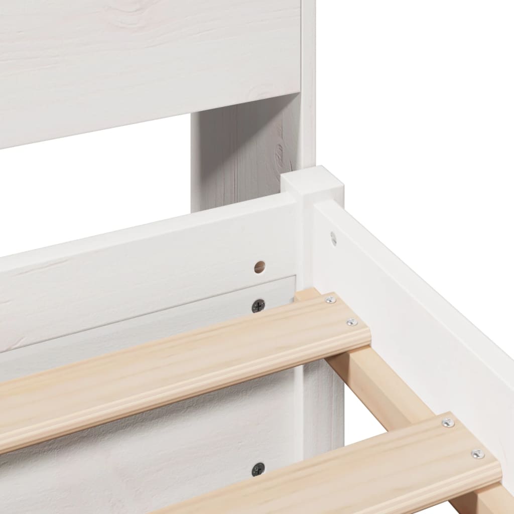 Massivholzbett mit Regal ohne Matratze Weiß 90x200 cm Kiefer