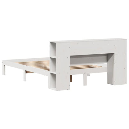 Massivholzbett mit Regal ohne Matratze Weiß 120x190 cm Kiefer