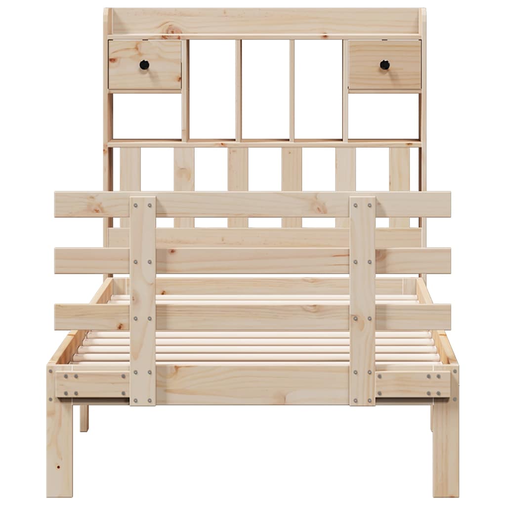 Massivholzbett mit Regal ohne Matratze 90x190 cm Kiefer