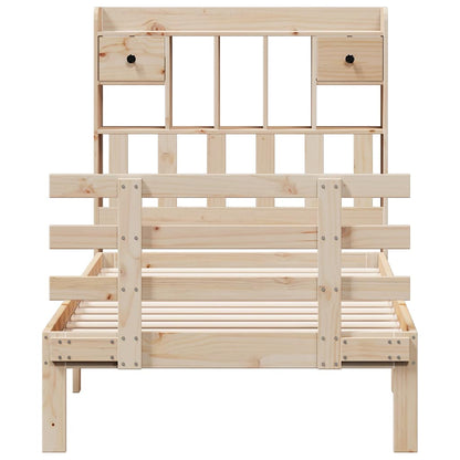 Massivholzbett mit Regal ohne Matratze 90x190 cm Kiefer