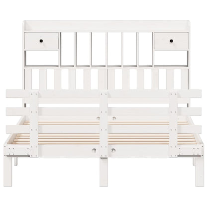 Massivholzbett mit Regal ohne Matratze Weiß 160x200 cm Kiefer
