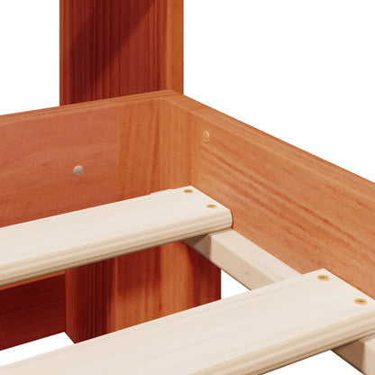 Massivholzbett mit Regal ohne Matratze Wachsbraun 140x190 cm