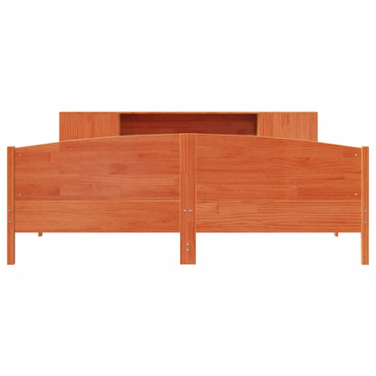 Massivholzbett mit Regal ohne Matratze Wachsbraun 180x200 cm