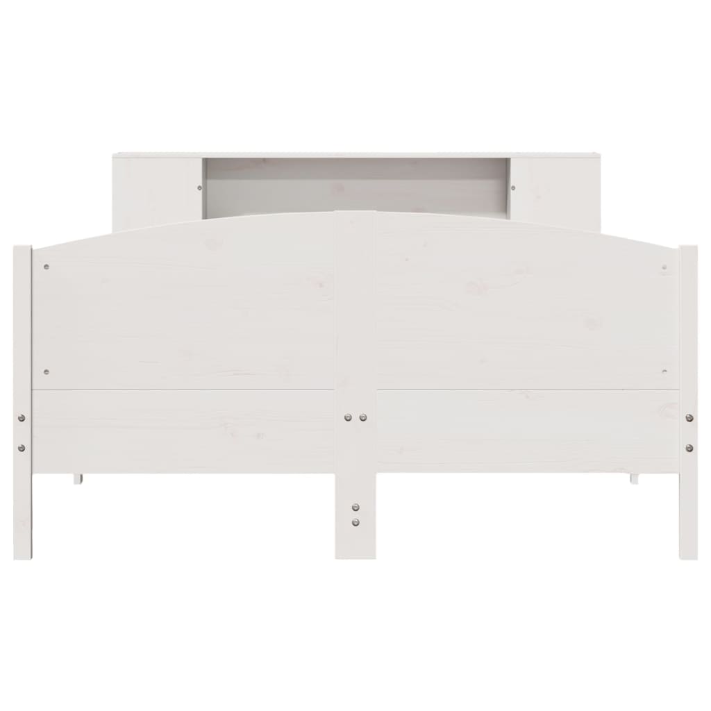 Massivholzbett mit Regal ohne Matratze Weiß 140x200 cm Kiefer