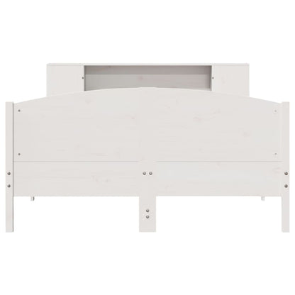 Massivholzbett mit Regal ohne Matratze Weiß 140x200 cm Kiefer