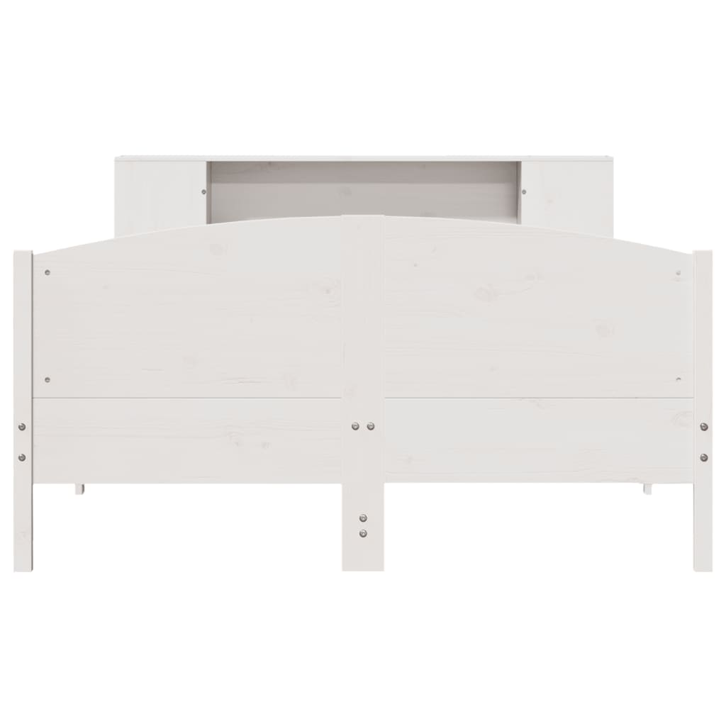 Massivholzbett mit Regal ohne Matratze Weiß 120x200 cm Kiefer