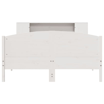 Massivholzbett mit Regal ohne Matratze Weiß 120x200 cm Kiefer