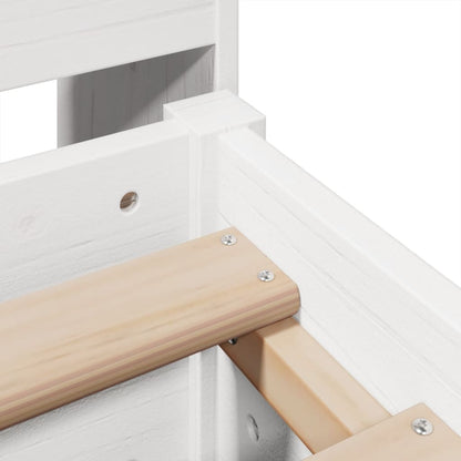 Massivholzbett mit Regal ohne Matratze Weiß 150x200 cm Kiefer