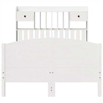 Massivholzbett mit Regal ohne Matratze Weiß 135x190 cm Kiefer