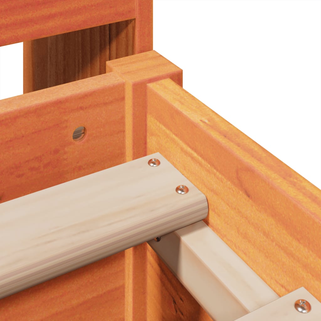 Massivholzbett mit Regal ohne Matratze Wachsbraun 135x190 cm