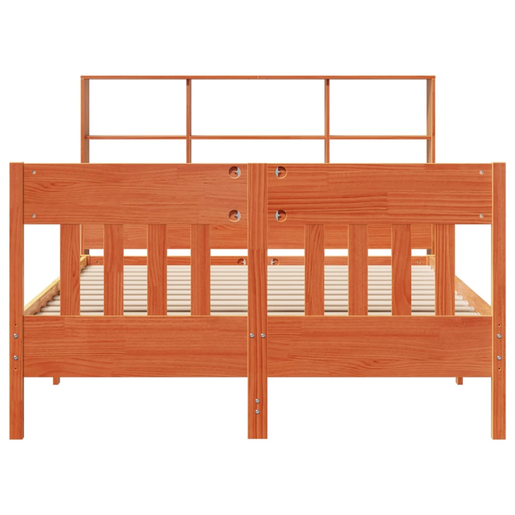 Massivholzbett ohne Matratze Wachsbraun 135x190 cm Kiefernholz