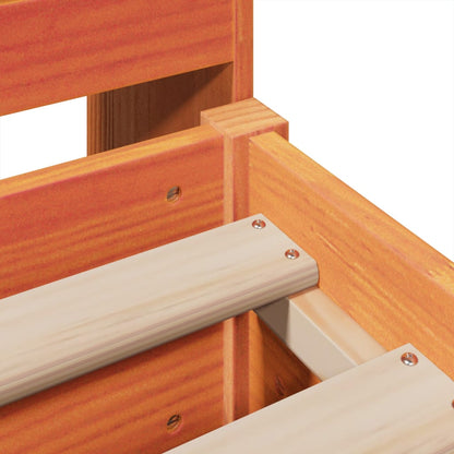 Massivholzbett ohne Matratze Wachsbraun 200x200 Kiefernholz