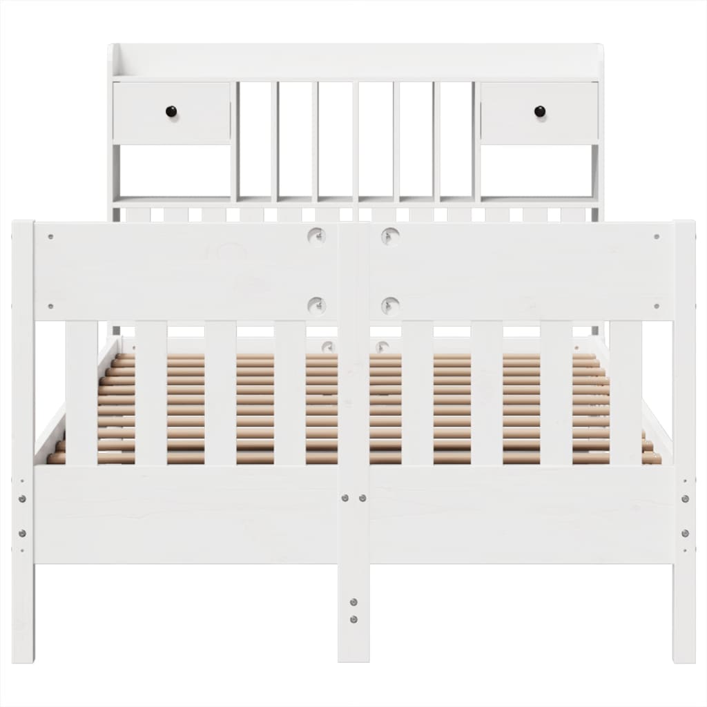 Massivholzbett ohne Matratze Weiß 135x190 cm Kiefernholz