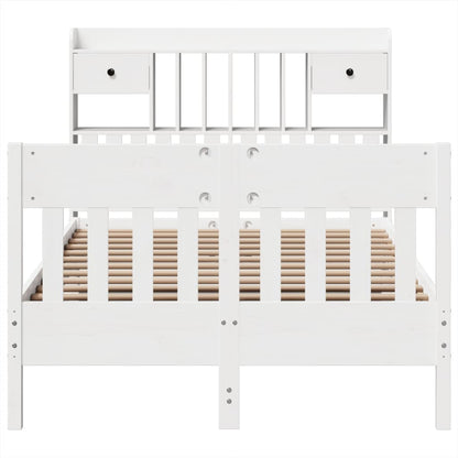 Massivholzbett ohne Matratze Weiß 135x190 cm Kiefernholz