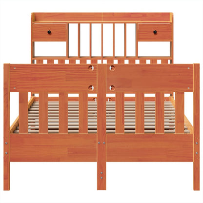 Massivholzbett ohne Matratze Wachsbraun 135x190 cm Kiefernholz