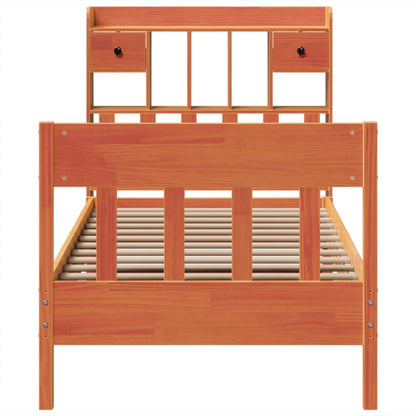 Massivholzbett ohne Matratze Wachsbraun 75x190 cm Kiefernholz