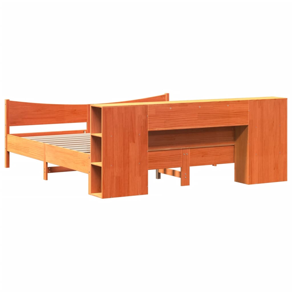 Massivholzbett ohne Matratze Wachsbraun 200x200 Kiefernholz