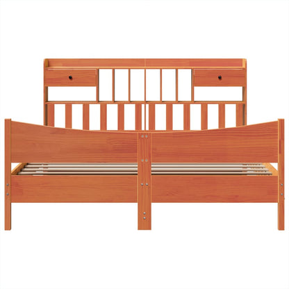 Massivholzbett ohne Matratze Wachsbraun 200x200 Kiefernholz