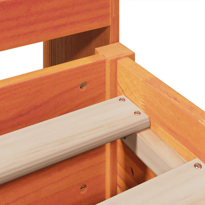 Massivholzbett ohne Matratze Wachsbraun 200x200 Kiefernholz