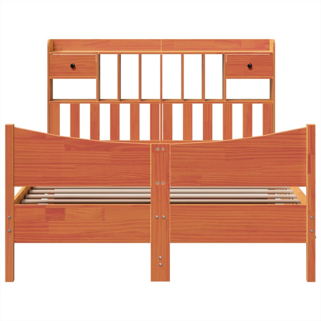 Massivholzbett ohne Matratze Wachsbraun 160x200 Kiefernholz