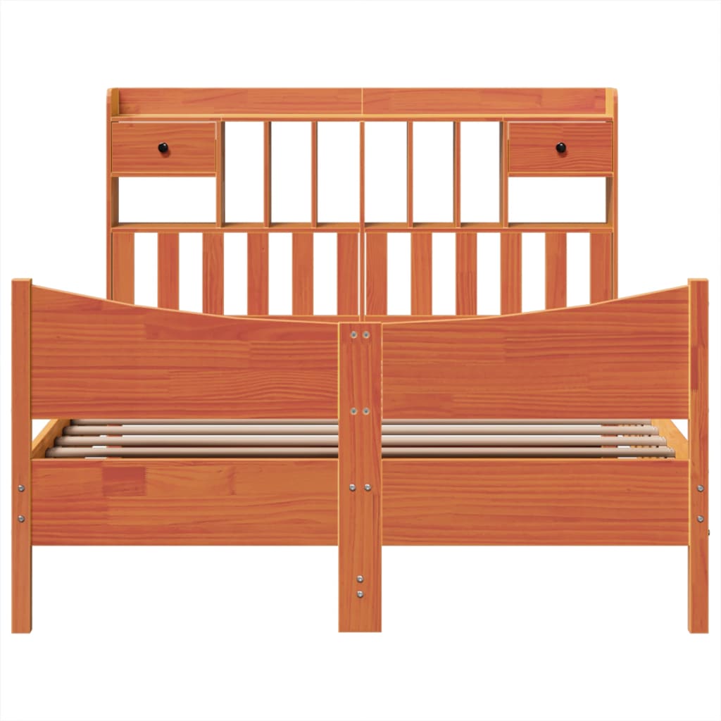 Massivholzbett ohne Matratze Wachsbraun 140x190 cm Kiefernholz