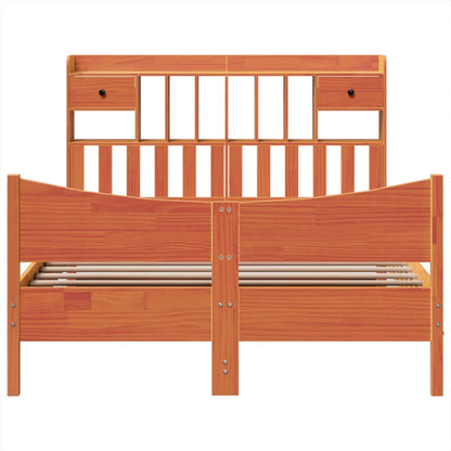 Massivholzbett ohne Matratze Wachsbraun 140x190 cm Kiefernholz