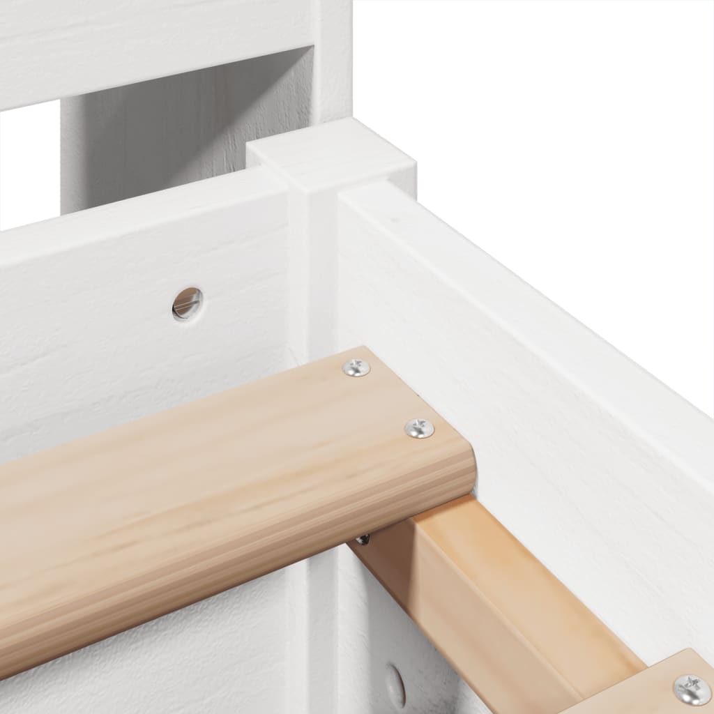 Massivholzbett ohne Matratze Weiß 135x190 cm Kiefernholz