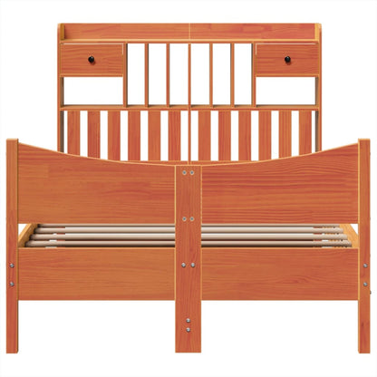 Massivholzbett ohne Matratze Wachsbraun 135x190 cm Kiefernholz