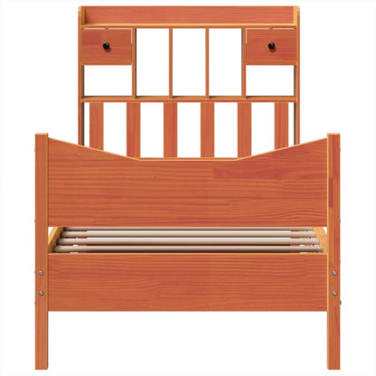 Massivholzbett ohne Matratze Wachsbraun 75x190 cm Kiefernholz