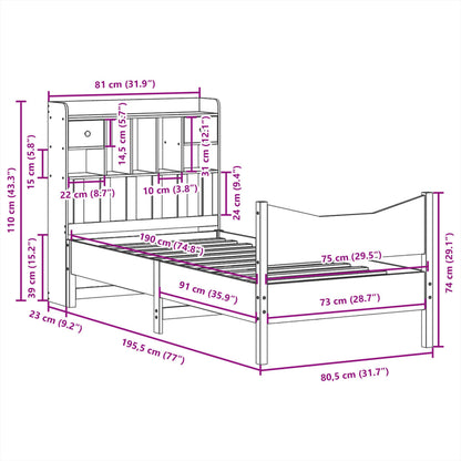 Massivholzbett ohne Matratze Wachsbraun 75x190 cm Kiefernholz