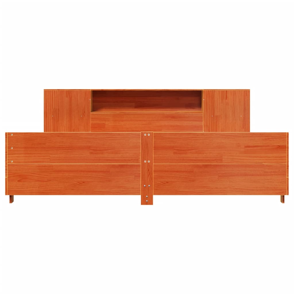 Massivholzbett ohne Matratze Wachsbraun 200x200 Kiefernholz