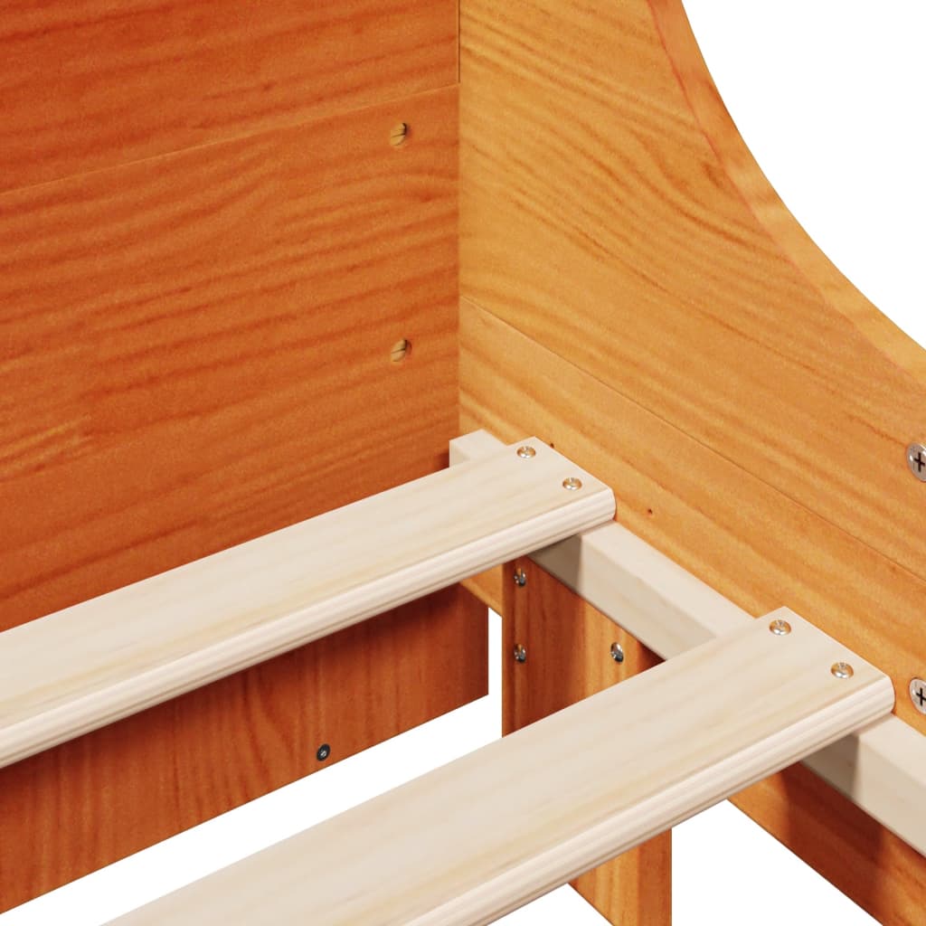 Massivholzbett ohne Matratze Wachsbraun 200x200 Kiefernholz