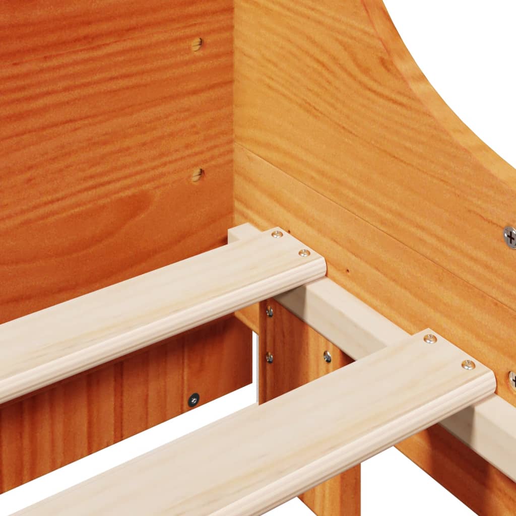 Massivholzbett ohne Matratze Wachsbraun 140x190 cm Kiefernholz