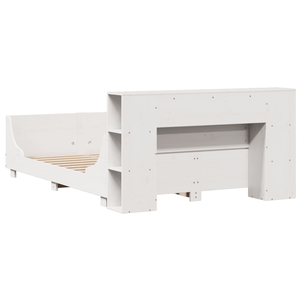 Massivholzbett ohne Matratze Weiß 135x190 cm Kiefernholz