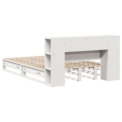 Massivholzbett mit Regal ohne Matratze Weiß 135x190 cm