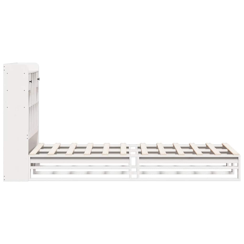 Massivholzbett mit Regal ohne Matratze Weiß 90x200 cm Kiefer