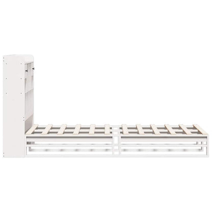 Massivholzbett mit Regal ohne Matratze Weiß 90x200 cm Kiefer