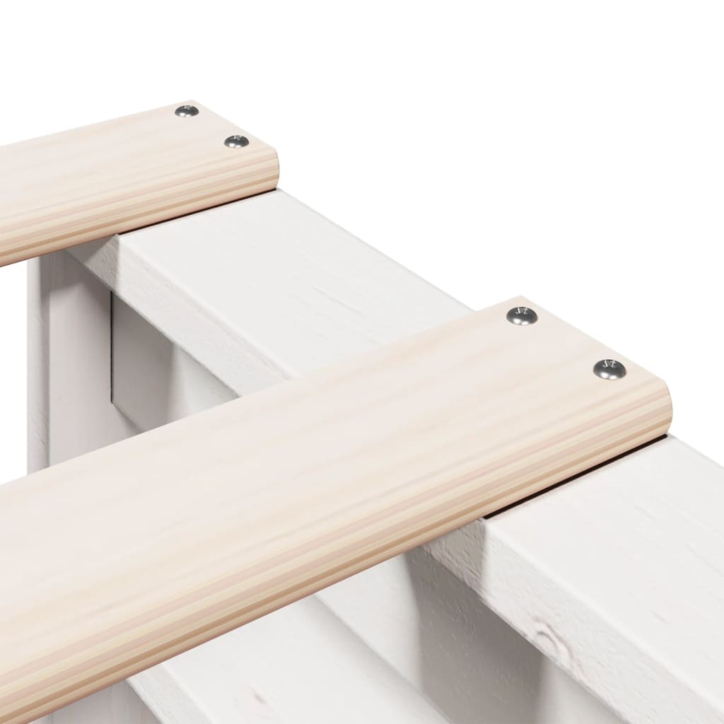 Massivholzbett mit Regal ohne Matratze Weiß 90x200 cm Kiefer