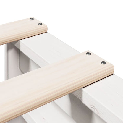 Massivholzbett mit Regal ohne Matratze Weiß 90x200 cm Kiefer