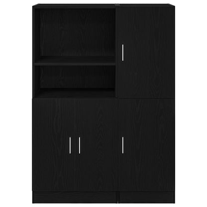 2-tlg. Küchenschrank-Set Schwarz Holzwerkstoff