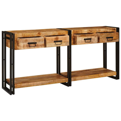 Konsolen-Tische mit Schubladen 2 pcs Braun Massives Mangoholz