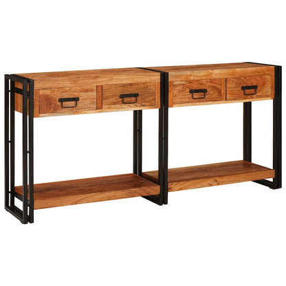 Konsolen-Tische mit Regal 2 pcs Braun Massives Akazienholz