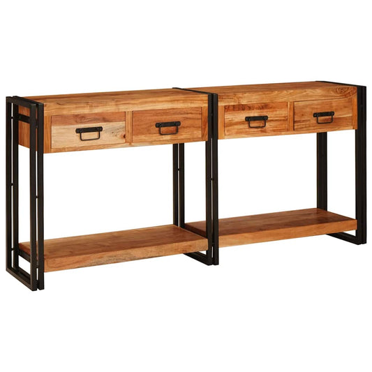 Konsolen-Tische mit Regal 2 pcs Braun Massives Akazienholz