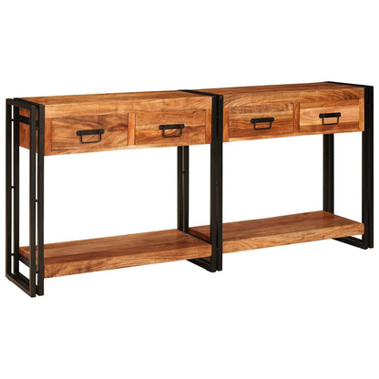 Konsolen-Tische mit Regal 2 pcs Braun Massives Akazienholz